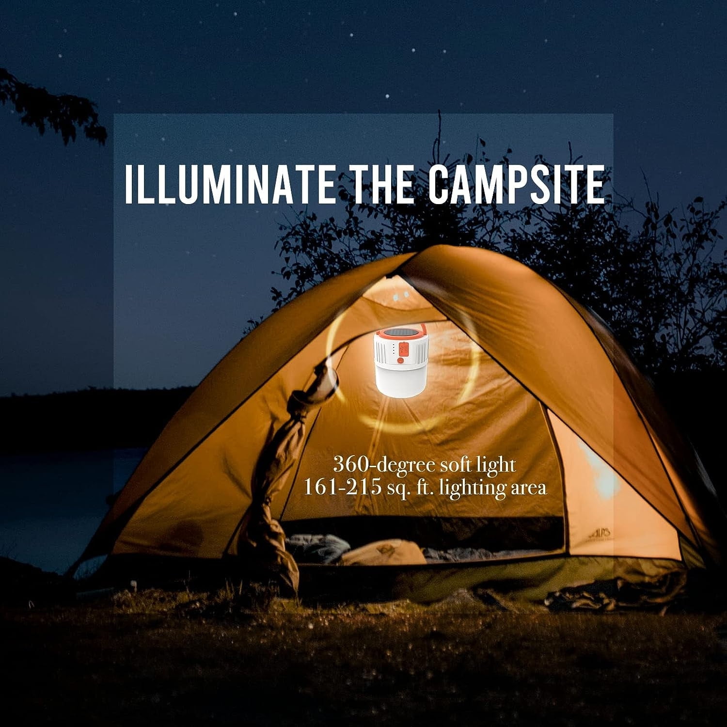 Teblint LED Camping Lantern Rechargeable, LED Tent Light, 5 Light Modes 4800mAh Power Bank, Solar Camp Lantern for Equipment Charging, Life Saving, Camping, Hiking, Fishing, Shelters