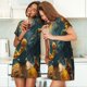 thumbnail image 4 of Easygdp Whimsical Starry Night Scene Camisón de manga corta para mujer, informal, estampado, 4 of 6