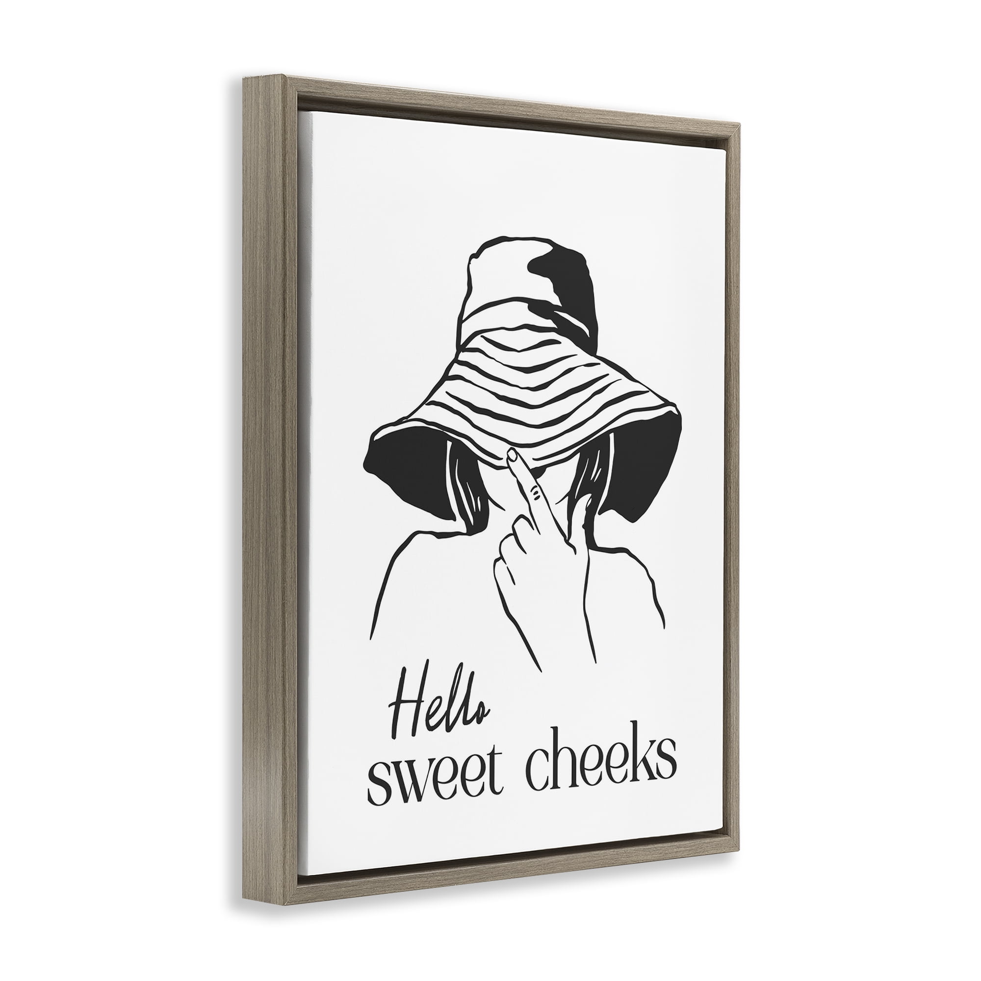 Stupell Industries Sweet Cheeks Bathroom Greeting Brown Framed Floater Canvas Wall Art, design by Lettered and Lined