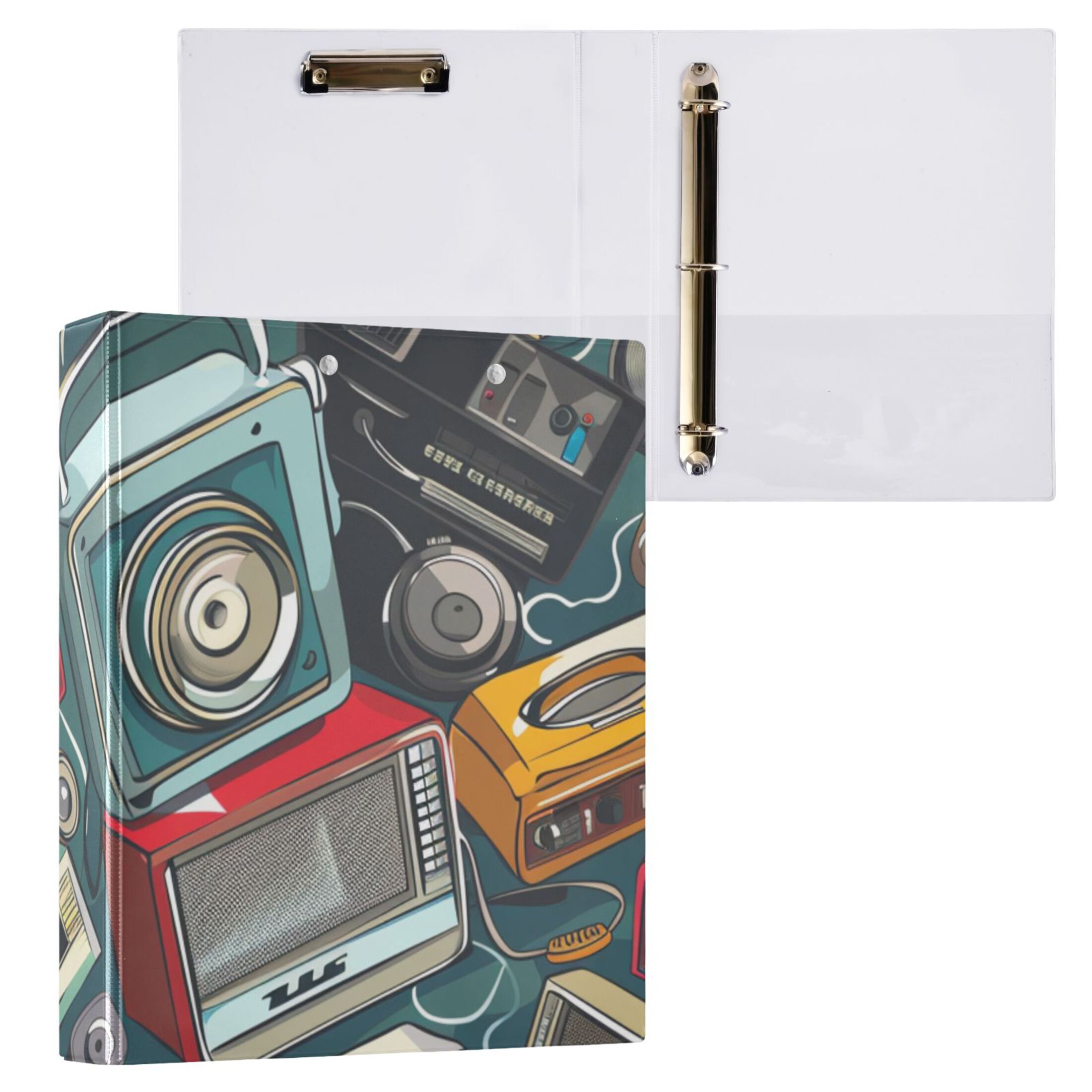 Many Radio 3 Ring Binders 1.5 inch Hardcover File Folders with Interior Pockets A4 Size Organizer for School Office Hospital