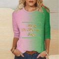 thumbnail image 1 of Meichang T-Shirts à Manches 3/4 pour Femmes, T-Shirts de la Saint-Patrick, Imprimé Trèfle, Col Rond, Coupe Ample, 1 of 5