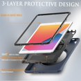 thumbnail image 3 of SaniMore for iPad 10.2" (9th/8th/7th Generation, 2021/2020/2019) Case, 3 Layers Multi-Functional Cover with 360° Rotation Hand Strap & Kickstand Pencil Holder Full Body Protective Shell, Darkblue, 3 of 7