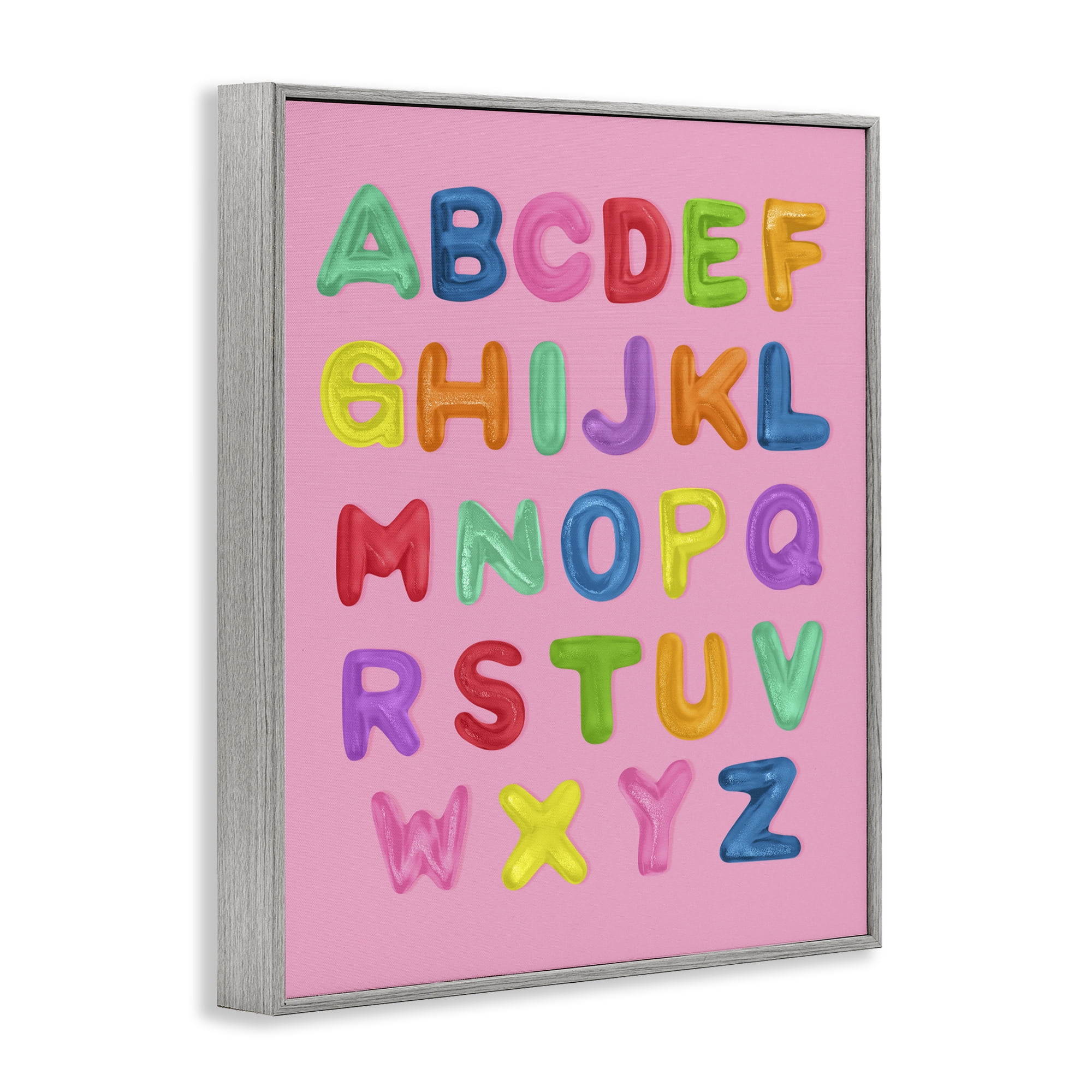 Stupell Industries Gummy Alphabet over Pink Gray Framed Giclee Art, design by LISH Creative