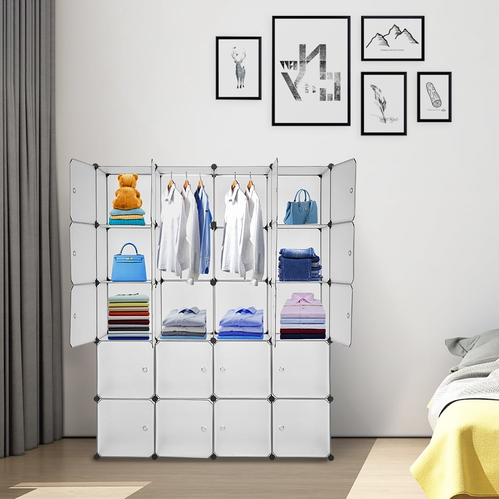 UWR-Nite Cube Storage Organizer, 20- Cube DIY Plastic Closet Cabinet,  Modular Book Shelf Organizer Units, Storage Shelving Ideal for Bedroom  Living Room Office with Doors 
