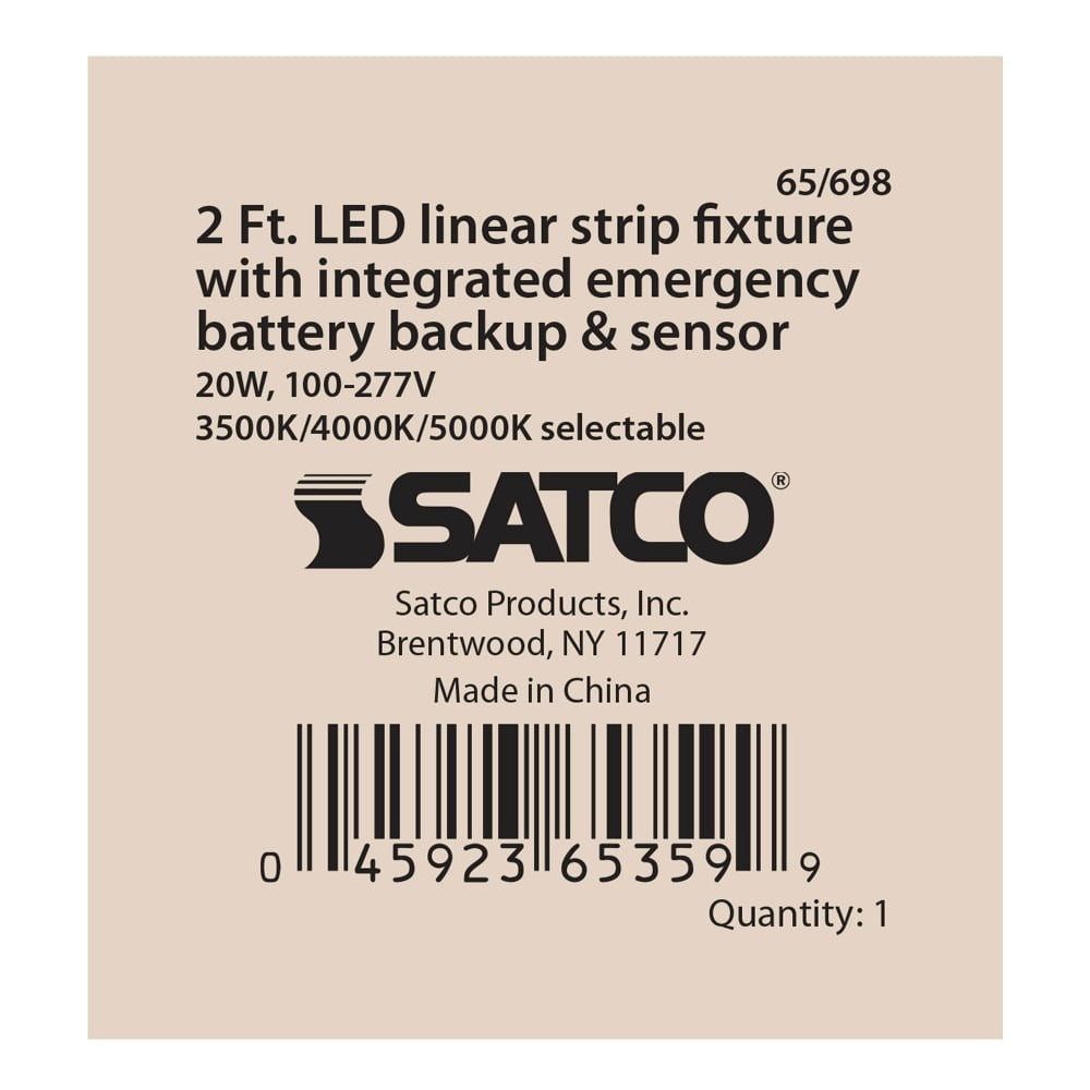 Nuvo Lighting - 20W LED CCT Selectable Linear Strip Light with Emergency Battery