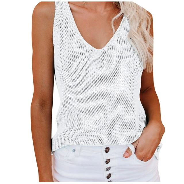 Birdeem Mode Décontractée Femmes Débardeur Tricoté Col en V Dames Slimtank Uni