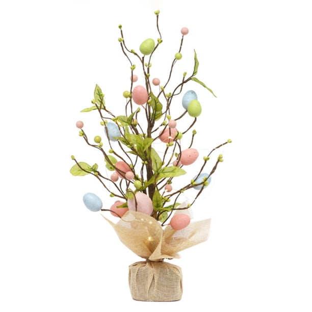 Árbol de decoración de huevos de Pascua con luces LED de 45 cm, decoraciones de Pascua, huevos, árbol, decoración de escritorio para el hogar, escena, diseño de centro comercial, accesorios de fo