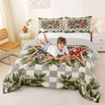 thumbnail image 3 of Manfei Stars American Flag Queen Comforter Set,Green Leaf Checkered Comforter Sets Queen,Green Gray,Light Gray Reversible,3 Pieces,1 Comforter and 2 Pillowcases, 3 of 7