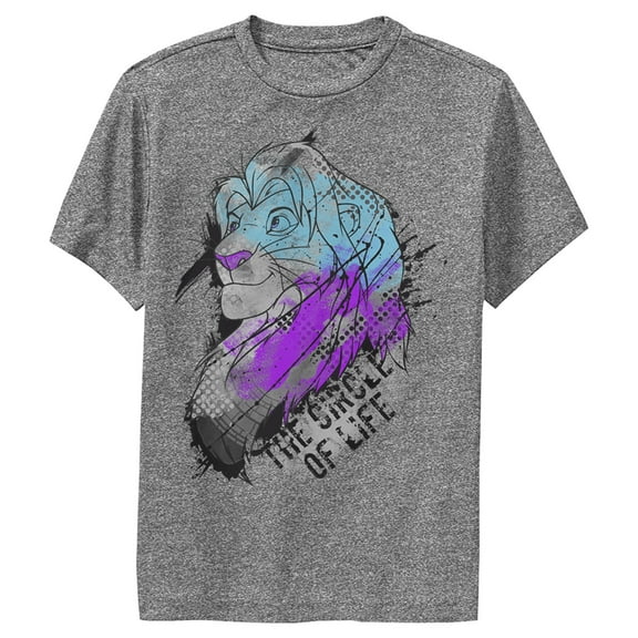 Boy's Lion King Simba Splatter Art  Performance Graphic Tee Charcoal Heather X Large