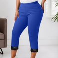thumbnail image 2 of Capri Leggings for Women Plus Size Summer Casual Elastic High Waist Lace Hem Workout Yoga Cropped Capris Pants, 2 of 6