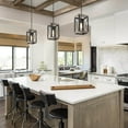 thumbnail image 3 of LNC 1-Light Farmhouse Matte Black and Wood X Square Shape Pendant For Kitchen Island, 3 of 11