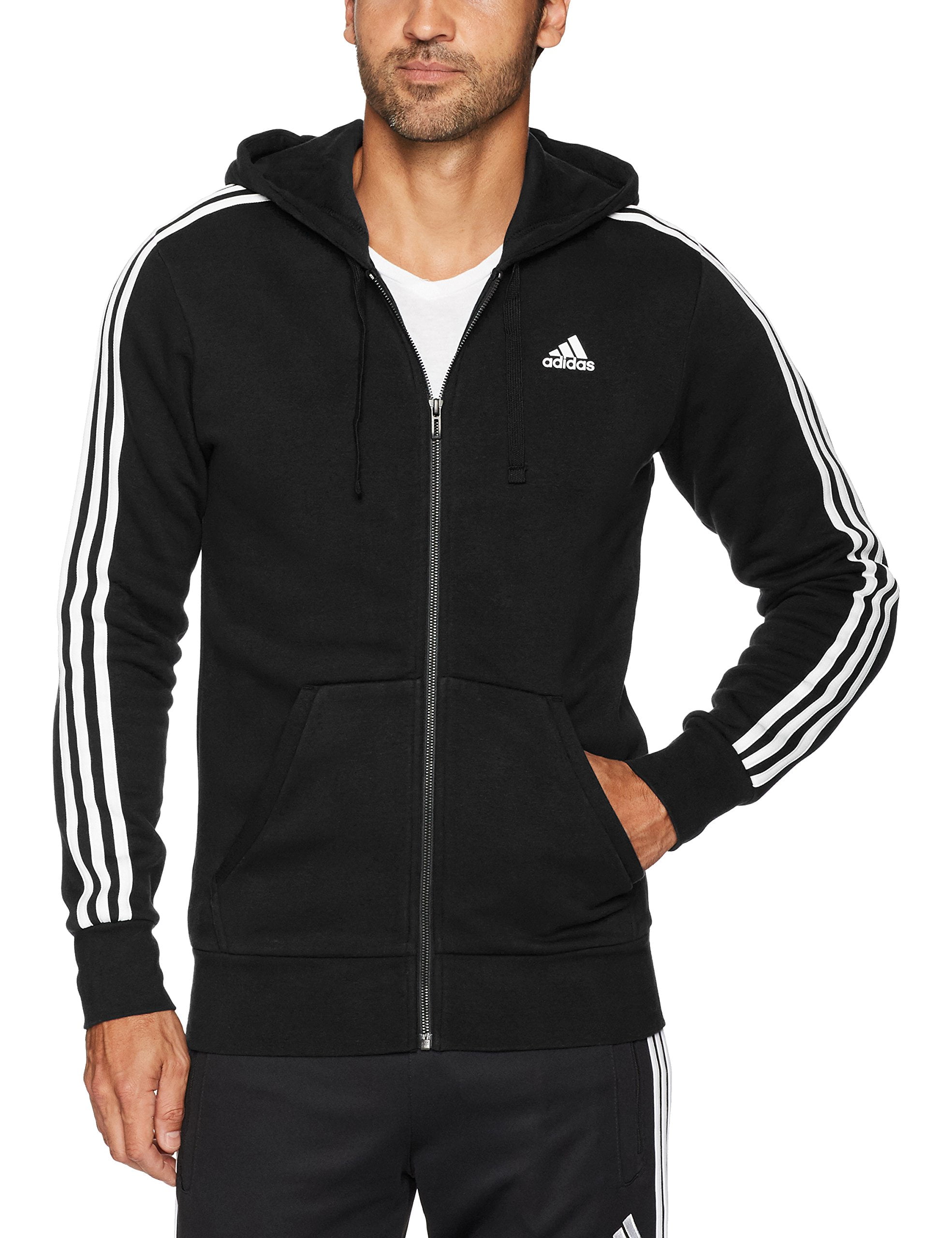 Adidas Mens Sweaters StripedSleeve Full Zip Hooded 2XL