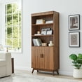 thumbnail image 7 of PHOYAL 68" Tall Fluted Kitchen Pantry Storage Cabinet, Large Storage Cabinet with 3 Adjustable Shelves and 2 Doors, Freestanding Cupboard Buffet for Kitchen, Dining Room, Walnut, 7 of 7