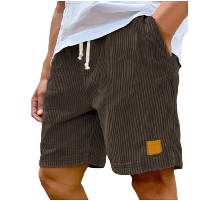 Men's Lace-up Elastic Waist Pocket Exercise Fitness Home Half Shorts Pants