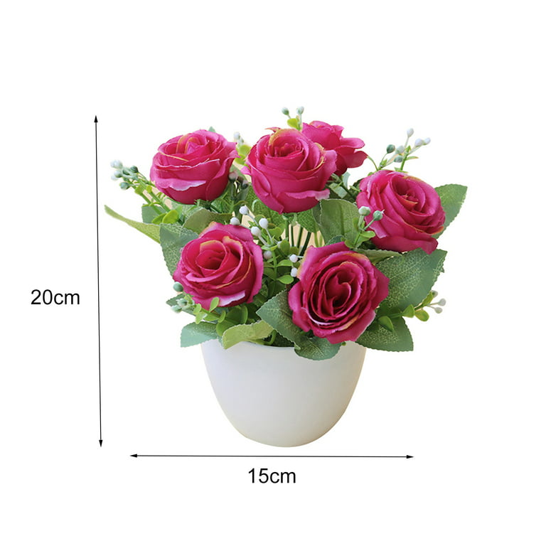 D-GROEE Artificial Flowers with Small Plastic Vase Artificial