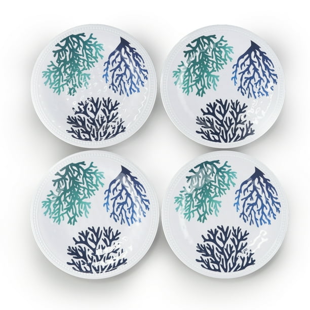 Dinner Plate Set Melamine NonBreakable Eatery Coral Reef Set of 4