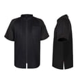 thumbnail image 4 of TOPTIE Short Sleeve Chef Coat Jacket Black Breathable Zipper Chef Uniform with Knit Mesh, 4 of 7