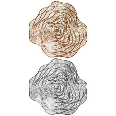 

2Pcs Christmas Rose Gilding Placemat Creative Heat Insulation Mat Table Decor