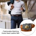 thumbnail image 2 of Wiywef Western Leather Buckle Belts Cowboy Horse Pattern Leather Buckle Belt Floral Engraved Buckle Belt for Men Women, 2 of 7
