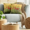 thumbnail image 5 of Ambesonne Flower Throw Pillow Cover 2 Pack, Field with Poppies Farm, 24", Yellow Red Green, 5 of 5