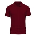 thumbnail image 2 of Namayuj Ribbed Knit Solid Polo Shirts for Men Short Sleeve Tops Slim Fit Casual Breathable Fabric Business Office Wear Wine S, 2 of 8
