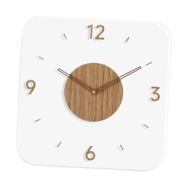 Reloj de pared de madera acrílica con movimiento silencioso de 30 cm, reloj de pared de regalo para dormitorio Cuadrado