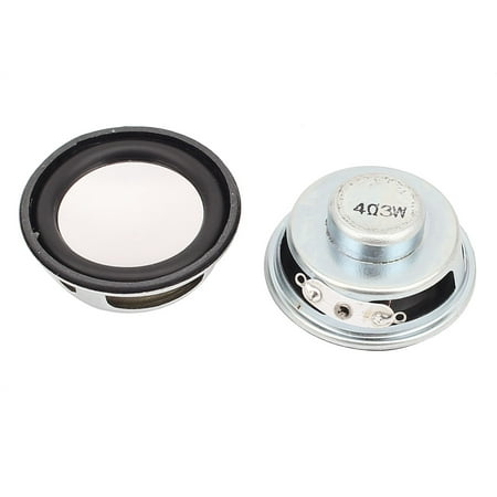 2 Pcs 40mm 4Ohm 3W Metal Shell External Magnetic Speaker Loudspeaker Silver Tone