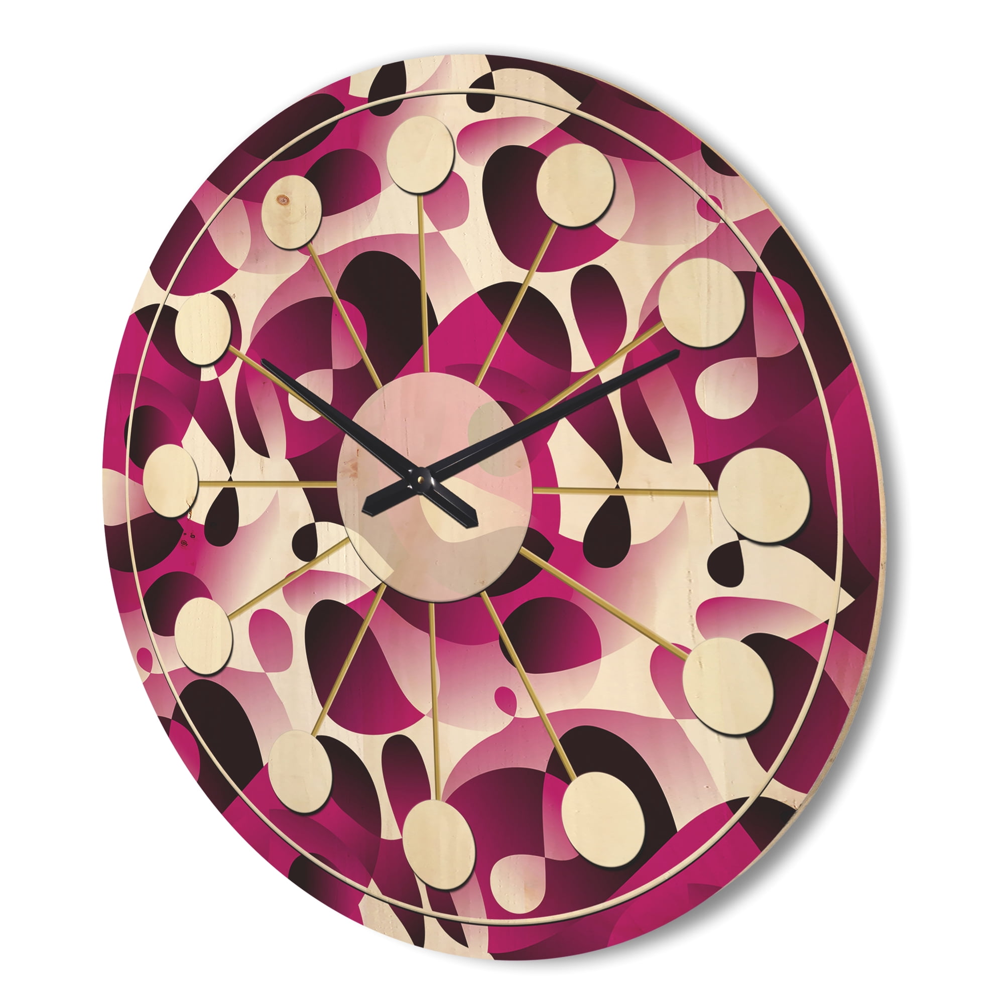 Designart 'Abstract Retro Pattern Design VI' Mid-Century Modern Wood Wall Clock