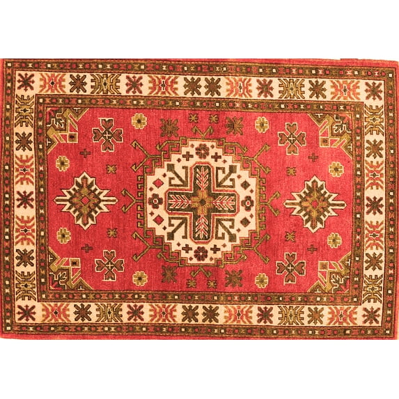 Ahgly Company Indoor Rectangle Medallion Orange Traditional Area Rugs, 4' x 6'