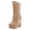Khaki, variant on Womens Glitter Wedge Knee Mid Boots Platform High Heel Slip On Faux Suede Autumn Winter Boots, Brown 5.5