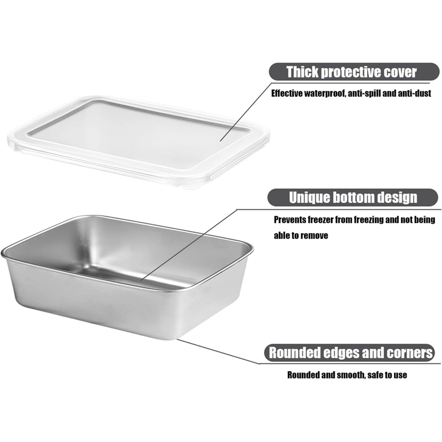 6X Stainless Steel Containers for Food Storage,Food Storage Bento Box Container,Leak Proof Silicone Lid Dishwasher Safe