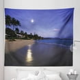 thumbnail image 1 of Tropical Tapestry, Houses Clear Sky Full Moon Reflection at Daybreak on a Hawaii Beach Exotic Life, Fabric Wall Hanging Decor for Bedroom Living Room Dorm, 5 Sizes, Navy Sand, by Ambesonne, 1 of 1