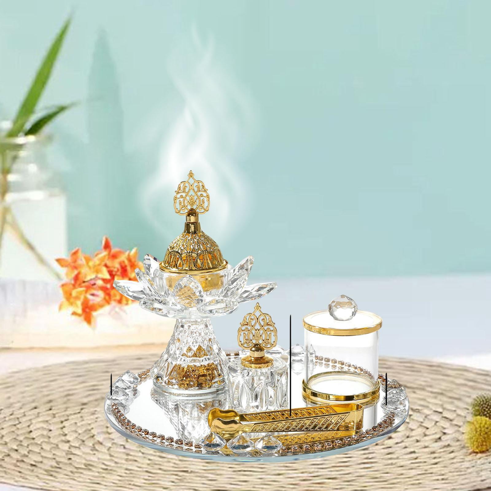 Baoblaze Glass Incense Burner Set Arabian Incense Holder for Home Bedroom Living Room