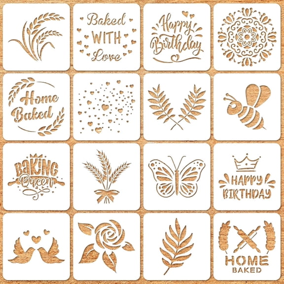 20 Pieces Bread Stencils Artisan Bread Stencil Baking Stencil Set Cook Stencil Baking Template Tool, Cake, Pie, or Cookie Stencils Template Mold for Decorating, 20 Styles