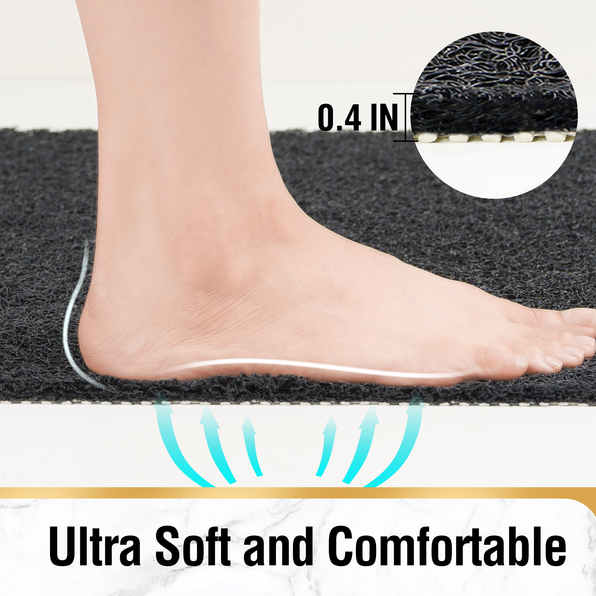 Conlun Non-Slip Bathtub Mat, 40" x 16", Black photo 7