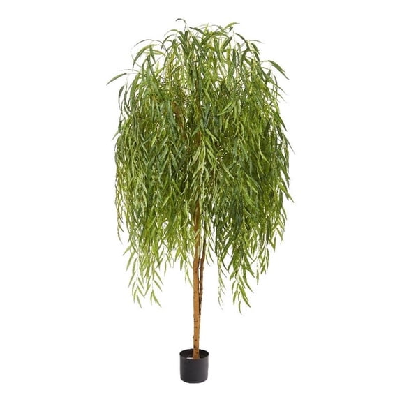 Pemberly Row 84" Willow Artificial Tree with Delicate Branches in Green/Black