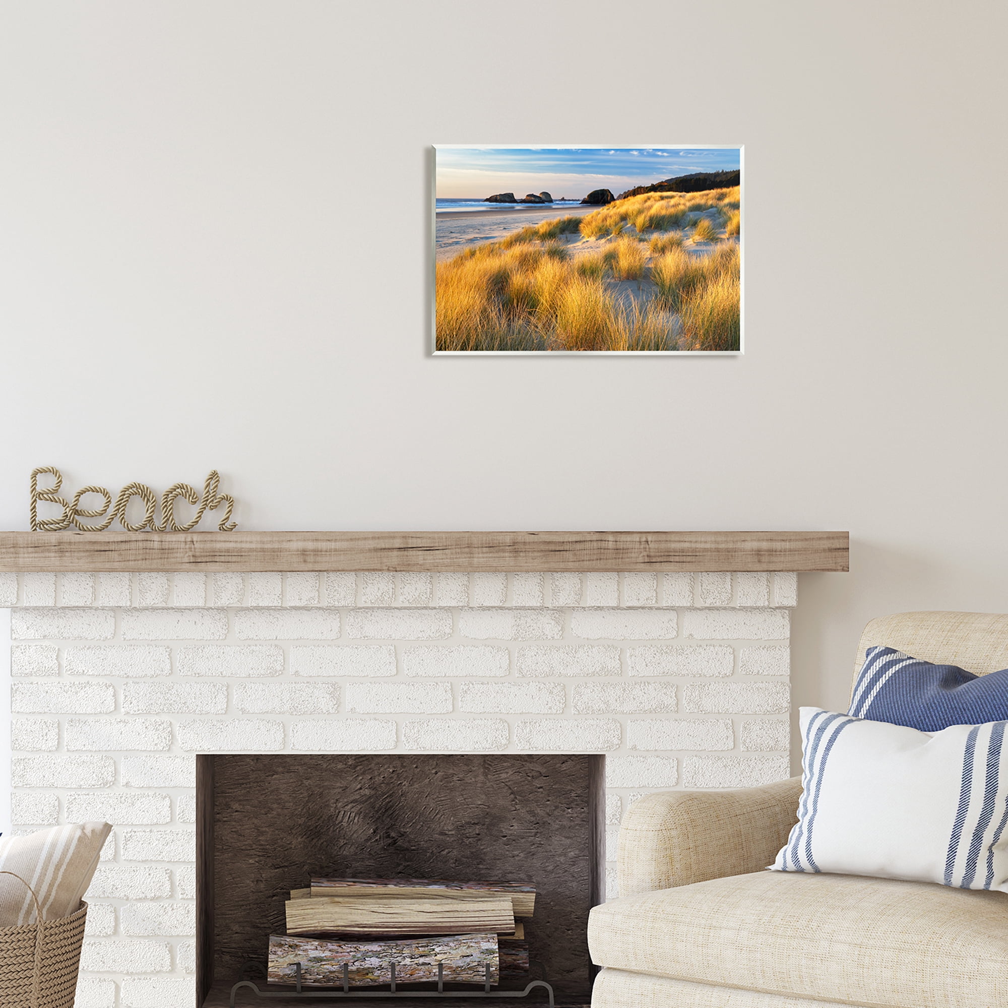 Stupell Industries Beach Grasses Summer Shoreline Coastal Photography Unframed Art Print Wall Art