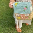 thumbnail image 4 of Bolso de hombro de paja para niñas, bolso de mano tejido bohemio para niños, bolso de mano de ratán de verano Azul, 4 of 9