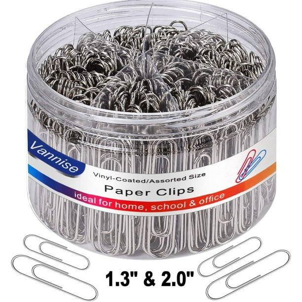 Vannise Paper Clips Smooth Silver, Medium and Jumbo Paper Clip (1.3 inch &  2.0 inch), Durable and Rustproof, Coated Paper Clips Great for Office  School and Personal Use 