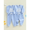 thumbnail image 3 of BemeyourBBs Toddler Baby Boy Big Brother Little Brother Matching Outfits Fall Winter Spring Clothes Letter Print Crew Neck Long Sleeve Sweatshirt Jogger Pants 2 Pcs Set, 3 of 9