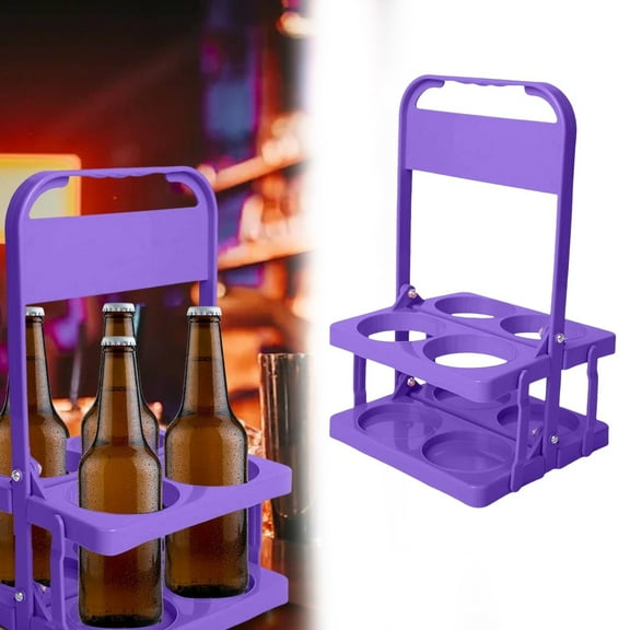 Clearance Wine & glass racks under $10 Portable Plastic Drink Reusable Beer Bottle Coffee Cup Holder Beverage Cup Drink Caddy For 4 Holes Cup Holders With Handle For Catering Restaurant Travel Car