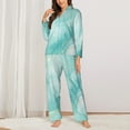 thumbnail image 2 of Lsque Blue Marble Pattern Long Sleeve Pajama Set for Women - Soft 2-Piece Sleepwear and Loungewear Set with Pockets, Comfy Nightwear-X-Large, 2 of 7