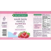 Natures Bounty Optimal Solutions Hair, Skin and Nails Gummies with Biotin, Strawberry Flavored 80 ea