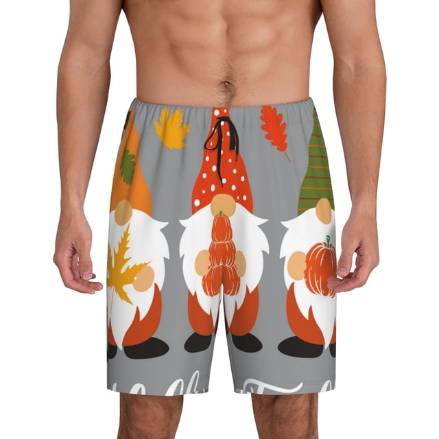 Fotbe Hello Fall Gnomes Pantalones Cortos de Pijama para Hombre, Ropa de Dormir, Pantalones de Pijama Cortos para Hombre-Small