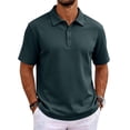 thumbnail image 2 of Hsovts Polo Shirts for Men Cotton Pique Short Sleeve Summer T-Shirts Business Casual Collared Moisture Wicking Golf Shirts Blue XL, 2 of 8