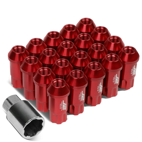 J2 Engineering LN-T7-011-15-RD J2 Engineering 7075 -T6 Forged Aluminum M12X1.5 20Pcs 50mm Height Open -End Lug Nut Set w / Key (Red)