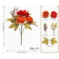 thumbnail image 2 of Lenkho Artificial Silk Peony Bouquet, Fall Orange Red Faux Flower Stems, Vivid Floral Bush Arrangement, Ideal for Vase Decor, Wedding and Home Table Ornament, 2 of 7