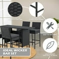 thumbnail image 6 of AVAWING 5 Pcs Handwoven Wicker Bar Set with Bar Table and Chairs, Black, 6 of 7