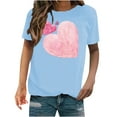 thumbnail image 2 of Meichang T-Shirts Graphiques pour Femmes Valentines Day T-Shirts Imprimé Cœur Manches Courtes Hauts Mignons Col Rond Décontracté Vacances T-Shirts Valentines Day, 2 of 4