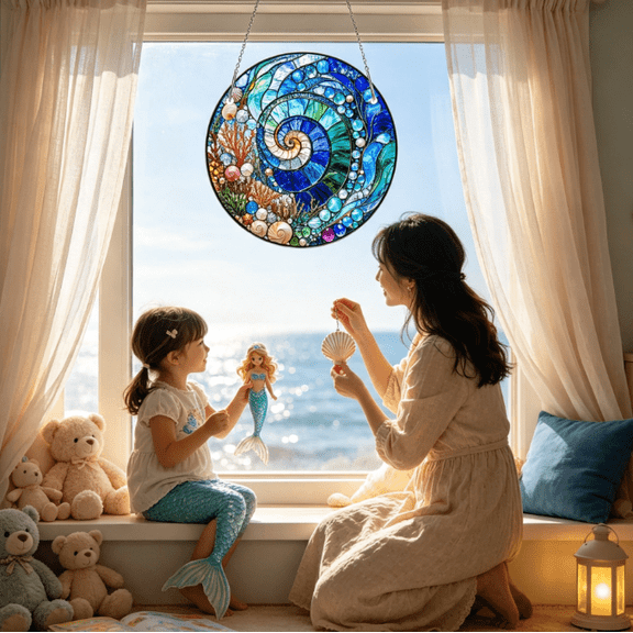Rainbow Acrylic Suncatcher, Spiral Window Hanging Decor with Metal Frame for Home, Art Lovers Gift for Christmas and Birthday